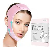 MASIKA Chin Strap for Sleeping,Adjustable Chin Strap,Jaw Strap,Jawline Shaper,V-Line Mask Chin Up Mask V Shaped Face Mask, Jaw Exerciser,Reusable chin strap,Pink。