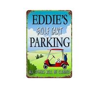 MaSiledy Funny Personalized Golf Cart Parking Sign with Green Course and Golf Ball - Golfing Accessory, Golf Gifts for Men - Valentines - for him 8" x 12" Sign (Retro Style)