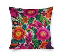 MaSiledy Large Couch Pillows Mexican Flowers Pillow Cases 20"x20" White Blue Grey Wideflowers Printed Pillow Cover Home Sofa Decor PillowcaseThrow Pillow Covers Decorative Outdoor Linen Pillow Covers