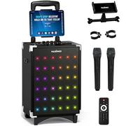 MASINGO Karaoke Machine for Adults and Kids, 40W Speaker with 8" Woofer, 2 Wireless Microphones, Bluetooth, USB, MicroSD, FM Radio, TV Connection, Tablet Holder, and Real-Time Karaoke Mode, Soprano X2