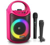 MASINGO Karaoke Machine for Kids and Adults with 1 Wireless Karaoke Microphone and 1 Wired Mic, PA Portable Speaker with LED Lights, Supports TF Card/USB, AUX/MIC in, TWS for Home Party, Burletta C10