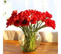 MASINIES 12 Pcs Silk Fake Artificial Poppy Flowers Real Touch PU Poppy Latex Corn Party Decorative Red Flower for Wedding Holidy Bridal Bouquet Home Party Decor