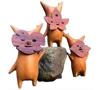 MASINIES 3 pcs Wood Statue Decoration Resin Family Game for Home and Collections Handwork Game Lovers Cute Room Decoration Resin