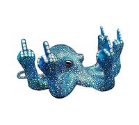 MASINIES Anger Octopus Sculpture Garden Octopus Decoration Sculpture Creative Home Decorative Sculpture, Middle Finger Octopus Statue, Luminous Gesture Octopus with Mother of Pearl Statue (#1)