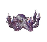 MASINIES Anger Octopus Sculpture Garden Octopus Decoration Sculpture Creative Home Decorative Sculpture, Middle Finger Octopus Statue, Luminous Gesture Octopus with Mother of Pearl Statue (#3)