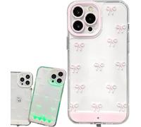 MASINIES LED Bowknot Phone Case, Luminous Bow Style Phone Case, Lights Up When A Call Comes In,Cute Glow for iPhone 17/16 Plus Pro Max Pink