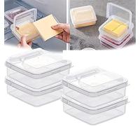 MASINIES Slice Cheese Container for Fridge Ham Sausage Slice Storage Box, Vegetable and Fruit Fresh-Keeping Box, Portable Leakproof Clear Cheese Organiser with Flip Lid