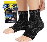 MASIOR Ankle Support Brace 2 Pack for Men & Women Compression Ankle Sleeves Socks for Plantar Fasciitis, Sprained Ankle, Ligament Damage, Achilles Tendonitis & Sports, Foot Pain Relief Brace - M