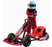Masiunoz Electric Go Kart for Kids,36V 16 MPH Drift Kart with 350W Motor, Adjustable Length (32"-44"), Drift & Sport Mode,Ride On Go Kart for Ages 8-12 Red Gifts
