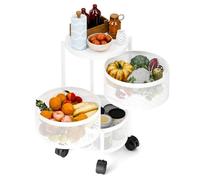Masiunoz Vegetable Rack Fruit Rack 3 Tiers Kitchen Storage Rack with Wheels Fruit and Vegetable Rack 360° Rotating Fruit Basket Vegetable Basket, Kitchen Rack for Kitchen, Bathroom, Living Room Whit