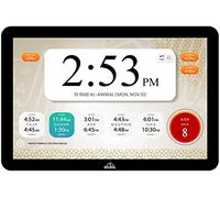 Masjidal 10" Digital Azan Clock with WiFi, Dynamic Touch Screen, Worldwide Prayer Times, Full Quran Player, Islamic Art, Streaming Halal Muslim Content: Duas, Dhikr, Hadith, Surah of The Day, Black