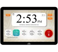 Masjidal 14" Digital Azan Clock with WiFi, Dynamic Touch Screen, Worldwide Prayer Times, Full Quran Player, Islamic Art, Streaming Halal Muslim Content: Duas, Dhikr, Hadith, Surah of The Day, Black