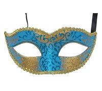 MASK & CO Ladies Quality Turquoise & Gold Venetian Masquerade Party Ball Eye Mask