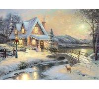 Mask & Co Large Festive Snowman Winter Christmas Snow Scene Light up LED Canvas/Picture 40cm x 30cm