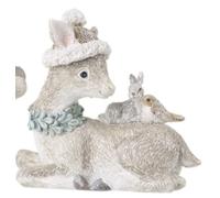 Mask & Co Sitting Baby Deer Fawn Robin and Rabbit Woodland Animals Figurine Ornament 10cm x 10cm (712A), Natural