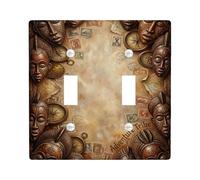 Mask Double Light Switch Cover Plate, Adventure Vintage Compass Postcard None Brown Plastic Standard Size Toggle Light Switch Cover for Living Room Bedroom Home Office Decor