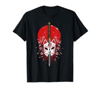 Mask Kitsune Samurai Japanese Oni Warrior Anime Art T-Shirt