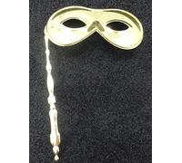Mask LADIES OR MENS GOLD VENETIAN MASQUERADE BALL MASK HAND HELD ON A FOLDING STICK POCKET OR HANDBAG SIZE FOR CONVENIENCE, APPROX. 2.5'' ( 6.5CMS)