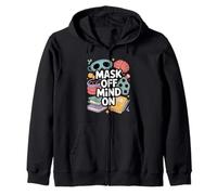 Mask Off Mind On Funny Neurodivergent Unmasking Zip Hoodie