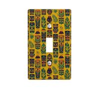Mask Single Light Switch Cover Plate, Tropical Bohemian Palm Volcano Summer Yellow Plastic Standard Size Decorative Wall Plates for Home Living Room Bedroom Bathroom Decor (Single)