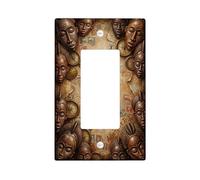 Mask Single Rocker Light Switch Cover, Adventure Vintage Compass Postcard None Brown Plastic Standard Size Switch Plate Decorative for Living Room Bedroom Home Office Decor