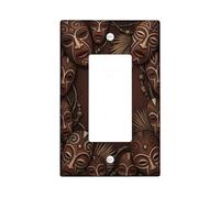 Mask Single Rocker Light Switch Cover, Tribal Cultural Feather Bead None Brown Plastic Standard Size Switch Plate Decorative for Home Living Room New Apartment Decor