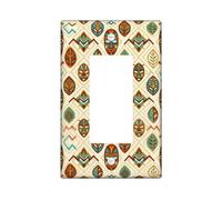 Mask Single Rocker Light Switch Cover, Tribal Ethnic Leaf Diamond Summer Brown Plastic Standard Size Accents Wall Switch Plates for New Apartment Home Bedroom Office Decor