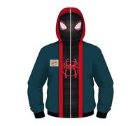 (Mask style, 12-13Years) Verse Miles Morales Cosplay Hoodies Spiderman Into The Spider Jacket Coat Kids Boys Girls Hooded Tops