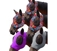 Mask Tech Horse Fly Mask 5 Pack - Stretchy Elastic Fly Masks with Ears, Breathable Soft Mesh, 3D Eye Clearance & UV Protection, Easy Slip-On for Daily Turnout-Medium,Combo 7