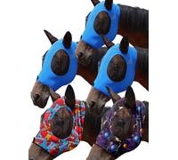 Mask Tech Horse Fly Mask 5 Pack - Stretchy Elastic Fly Masks with Ears, Breathable Soft Mesh, 3D Eye Clearance & UV Protection, Easy Slip-On for Daily Turnout-Large,Combo 17