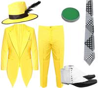 Masked Man Yellow Suit Costume I Love Fancy Dress Yellow Medium