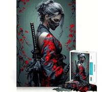 Masked Ninja Woman with Katanas 1000 Piece Jigsaws for Teenagers Puzzle DIY Fun Bright Hue Pattern Build Wall Accent (38x52cm)