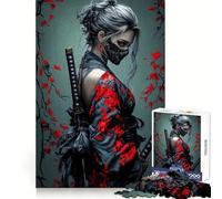 Masked Ninja Woman with Katanas Jigsaw for Teenagers1000 Pieces Cognitive Boost Nice Thick Family Bond Santa Surprise (38x26cm)