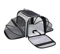 MASKEYON Airline Approved Portable Pet Carrier 2 Sides Expandable Soft-Sided Large Cats Carrier Collapsible Kennel Travel TSA Carrier 4 Doors with Removable Pads and 3 Pockets for Puppy Small Dogs