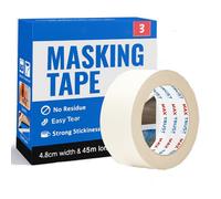 Masking Tape White General Purpose Strong Adhesive Tape For Painting Decorating And Diy Project Easy Tear Crepe Paper 3 Rolls