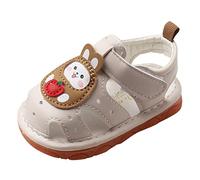 Maskjuwio Baby First Walking Shoes Size 3 Cartoon Pattern Soft Sole Sandals Plain Leather Sandals Casual Closed Toe Sandal Wide Fit Walking Sandal For Girls Boys Non Slip Flat Shoes Princess Shoe