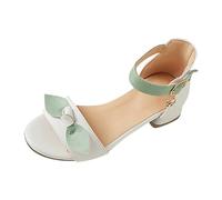 Maskjuwio Girls Low Heel Sandals Size 12 Leather Bow Walking Sandals Two-Tone Open Toe Sandal Summer Dressy Up Sandal Elegant Wedding Shoes Adjustable Ankle Strap Shoes Comfort Fit Slip On Shoe