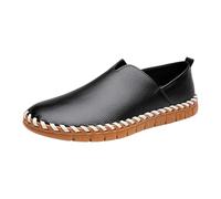Maskjuwio Loafer Men's Black Leather Casual Shoes Slip-On Walking Shoes Without Lacing Suit Shoes Flat Comfort Shoes Business Shoes for Wide Feet Lightweight Fitness Shoes Waterproof Evening Shoes