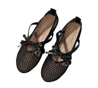 Maskjuwio Mary Janes Shoes For Women Plain Mesh Flat Sandals Bow Strap Sandals Versatile Ballet Sandal Lightweight Breathable Sandal Lovely Walking Shoes Wide Fit Slip On Shoe Summer Loafers Shoe