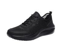 Maskjuwio Men's Jogging Shoes, Wide Foot, Hollow Out Sports Shoes, Laces, Running Shoes, Lightweight Trainers, Non-Slip Trainers, Soft Sole, Hiking Shoes, Plain Tennis Shoes, Size 39-48, black, 9 UK