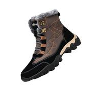 Maskjuwio Men's Thermal Shoes, Plush Lined, Waterproof with Laces, Non-Slip Lace-Up Boots, Thick Warm Hiking Shoes, Comfortable Winter Shoes, Outdoor Trekking Shoes, Platform Winter Boots, brown, 7 UK