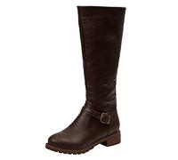 Maskjuwio Over-the-knee boots women's wide shaft long shaft boots with heel elegant zip western boots work outdoor boots new thermal boots comfortable waterproof riding boots, brown, 8.5 UK