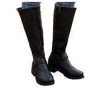 Maskjuwio Over-the-knee boots women's wide shaft long shaft boots with heel elegant zip western boots work outdoor boots new thermal boots comfortable waterproof riding boots, black, 8 UK