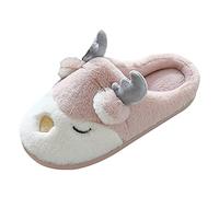 Maskjuwio Plush Slippers Women's Giraffe Winter Warm Slippers Women's Winter Funny Christmas Slippers Non-Slip Slippers Fuzzy Lined Slippers Unisex Plush Slippers, pink, 6/7 UK