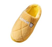 Maskjuwio Plush Slippers Women's Thick Warm Slippers Plush Lined Slippers Non-Slip Slippers Soft Comfortable Slippers Memory Foam Slippers Platform Slippers House Slippers, yellow, 8.5 UK