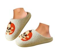 Maskjuwio Slippers Women's 42 Plush Warm Slippers Women's Halloween Non-Slip Slippers Fluffy Felt Slippers Soft Comfortable Slippers Fuzzy Slippers Halloween, White, 8 UK