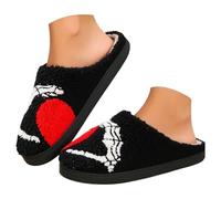 Maskjuwio Slippers Women's Autumn Halloween Plush Slippers Warm Slippers Women's Fluffy Slippers Unisex Slippers Non-Slip Slippers Indoor and Outdoor Felt Slippers House Slippers, black, 4 UK