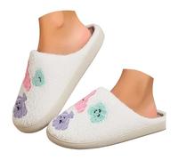 Maskjuwio Slippers Women's Warm 38 Slippers Plush Slippers Non-Slip Slippers Halloween Slippers Warm Fluffy Slippers Slip-On Slippers Soft Comfortable Slippers Breathable, White, 4 UK