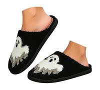 Maskjuwio Slippers Women's Winter Funny Halloween Slippers Women's Slippers Plush Warm Slippers Lined Fuzzy Slippers Soft Comfortable Slippers Fluffy Slippers Outdoor Lightweight, black, 10 UK