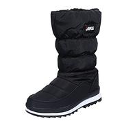 Maskjuwio Snow Boots Women's Waterproof Warm Lined Tea - Comfortable Winter Boots Winter Shoes Winter Short Shaft Boots Non-Slip Shoes Plush Flat Shoes Outdoor Ankle Boots Winter Boots, black, 8.5 UK